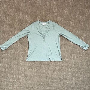 Athleta Uptempo Ribbed Henley Top Blue Size 1X